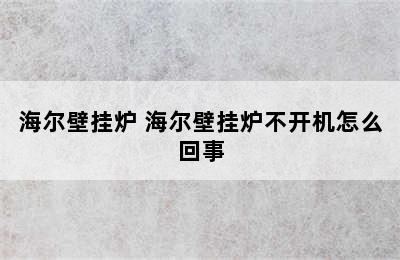 海尔壁挂炉 海尔壁挂炉不开机怎么回事